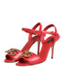 Dolce & Gabbana Red Ankle Strap Stiletto Heels Sandals Shoes